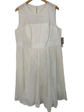 Eliza J white Sleeveless Eyelet Cotton Dress Womens Size 16W NWT Sleeveless