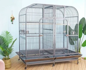 Cage Double Oiseaux Seny avec diviseur central pour Parrot Macaw Aviaire W64xD32xH73