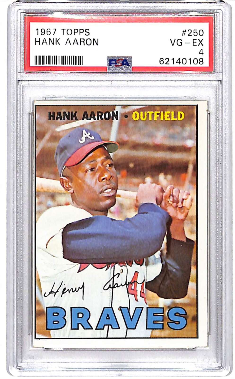 Hank Henry Aaron 1967 Topps #250 PSA 4 VG-EX