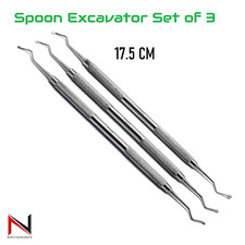 CE Dental Restorative Double Ended Spoon Excavator Set of 3 Surgical Instruments