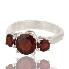 Natural Garnet Citrine Gemstone Sterling Silver Solitaire Engagement Rings