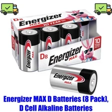 Energizer MAX D Batteries (8 Pack), D Cell Alkaline Batteries