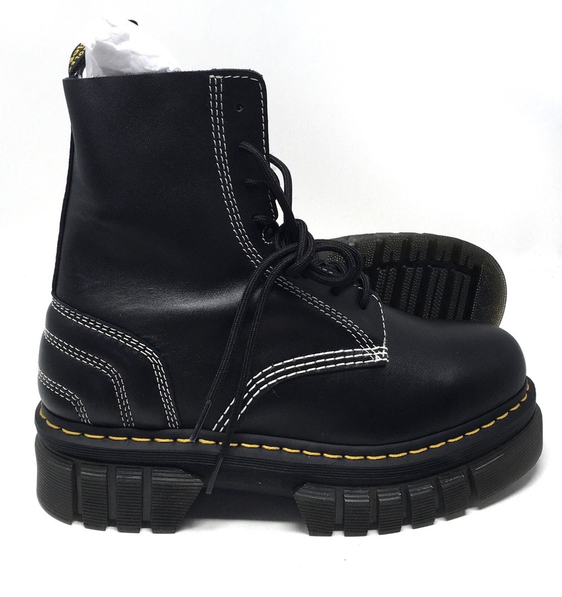 Doc Martens Audrick 8 Eye Quilted Boots Black Leather Womens Size
