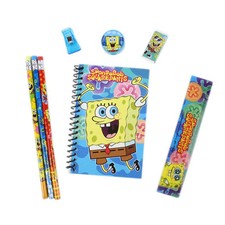 Brand New Spongebob Squarepants Blue Pencils Note-Pad Eraser Sharpener Ruler