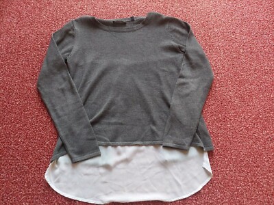 Pullover Mädchen, blue seven, grau/ weiß, besonderer Rücken, Gr. 152, top! 