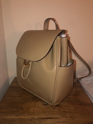 MICHAEL KORS CHERYL CAMEL LEATHER MEDIUM DRAWSTRING BACKPACK NEW