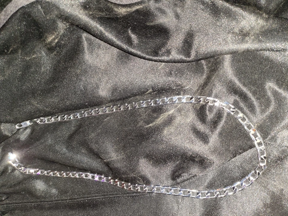 Collar cadena plata esterlina 925 chapado italia 24" 8mm eslabón cubano Foto 2 de 3