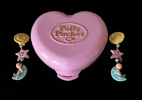Polly Pocket JEWELRY BOX W/ Little Lulu’s Moonshine Earrings Vintage Bluebird