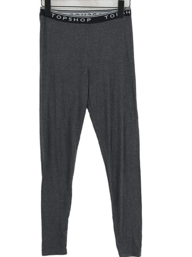 Topshop Damen Leggings UK 10 grau Viskose mit Elasthan volle Länge