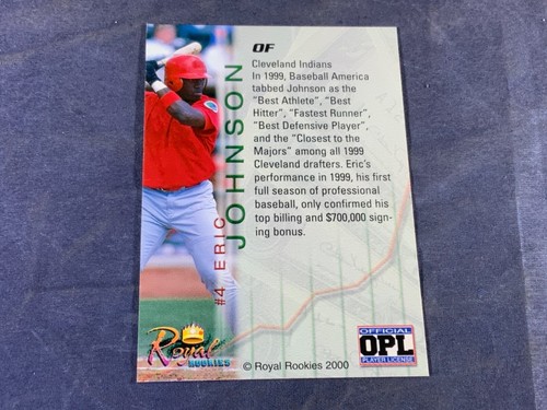 G5-76 BASEBALL CARD - ERIC JOHNSON INDIANS ROOKIE - AUTOGRAPHED - 2000 ROYAL - Bild 2 von 4