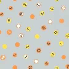 Dear Stella Can You Dig It ST 1146 Nimbus Traffic Signs Cotton Fabric