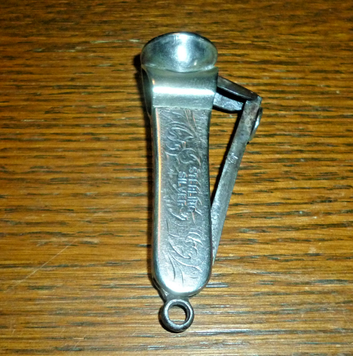 Brightly Cut Silver Cigar Cutter, Probably American and Early 20th Century - Picture 11 of 21
