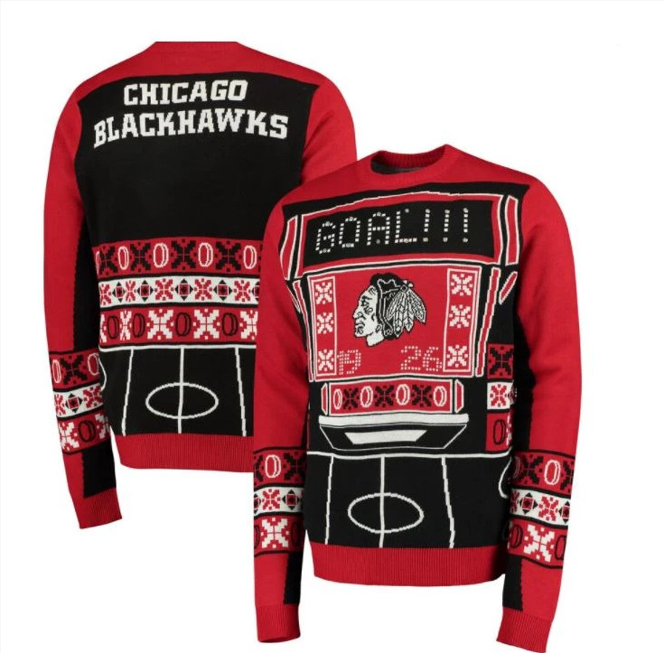 Вечно коллекционируемый мужской свитер NHL Chicago Blackhawks Ugly Light Up