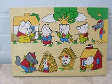 CHILDREN'S VINTAGE PUZZLE WOOD 3 LITTLE PIGS