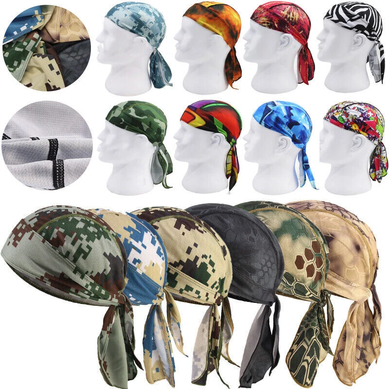Bandana cappelli copricapo foulard pirata biker berretti Durag Doo Rag copricapo T - Immagine 2 di 4