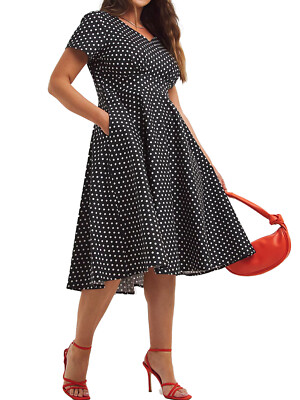 Joe Browns Black The Peggy Polka Dot Midi Dress in Sizes 12, 24, 26 | eBay  UK