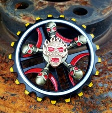 Bike Sprocket Skulls Dual Fidget Spinner Adults Kids ADHD Toys EDC All Metal