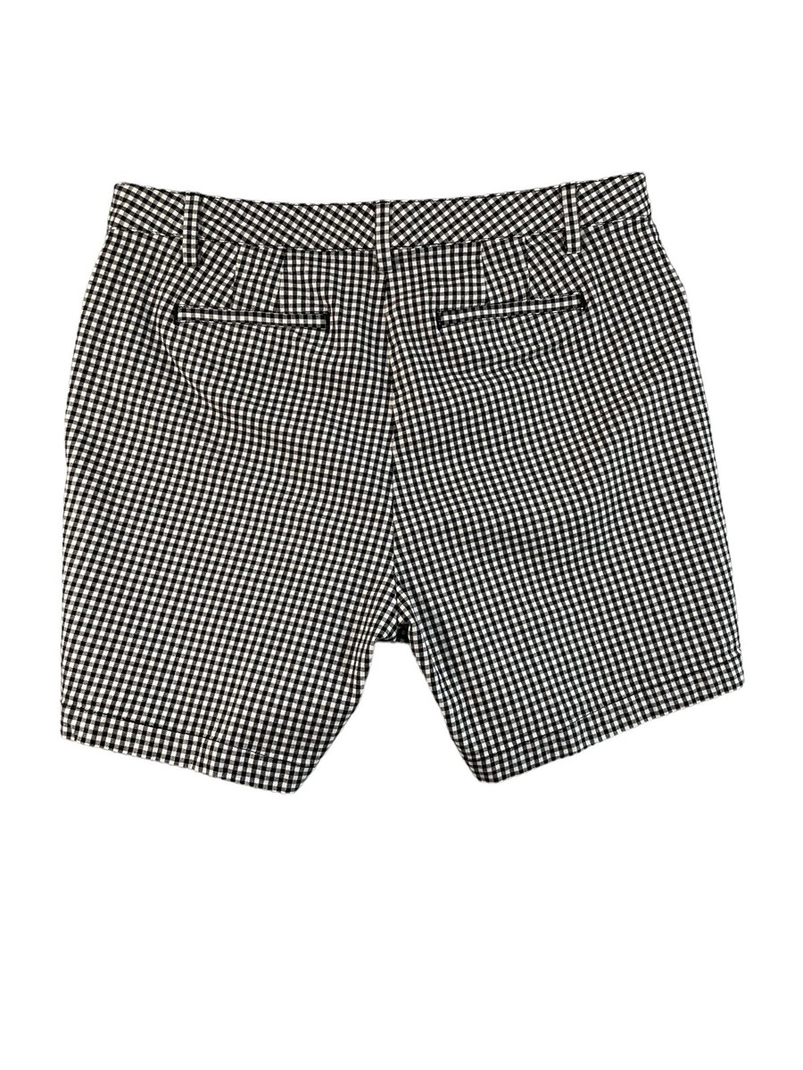 Lands' End Women's Size 14 Mid Rise Gingham Check Shorts Black