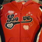 Cute DIVA 2 pc Girl's Hooded Pink & Black "Love" Sweatsuit Set, New! — photo 2