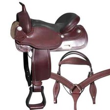 Premium Leather Western Barrel Racing Horse Saddle Tack Set Size 14" to 18"