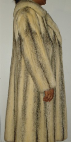 White Black Cross Mink 72" Swing Fur Coat Size 4-6 FREE SHIPPING Excellent Condi - Picture 4 of 6