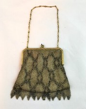 Antique, German Silver, chain link purse, with new satin lining  3150 