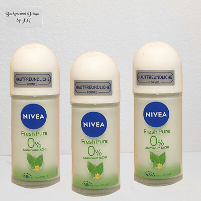 3x 50ml Nivea Fresh Pure Deo Roller 48h roll on 0% Aluminium Hautfreundlich