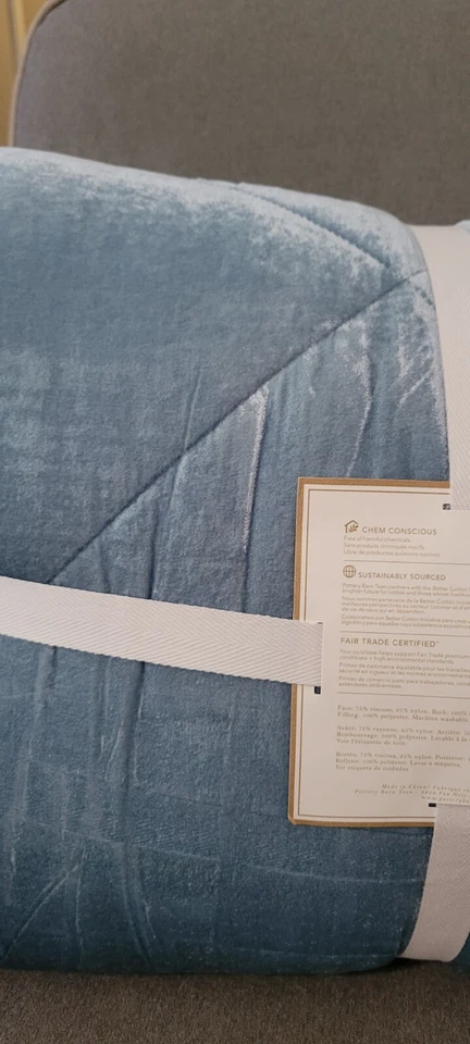 Pottery Barn Teen Lush Velvet Quilt Teal Blue Twin / Twin XL NEW - Image 3 of 4
