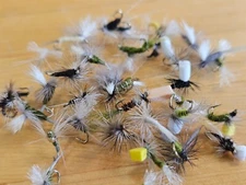 Fly fishing flies 36 assorted dry flies (bwo, midges) sizes 16 - 22 hand tied 