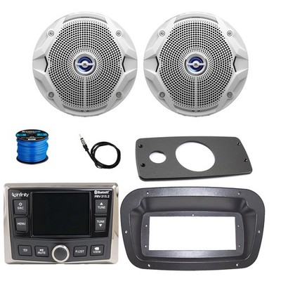 Infinity Radio, 2x 6.5'' 225W White Speakers w/ANT, Wire,Adapter, Spa Bezel