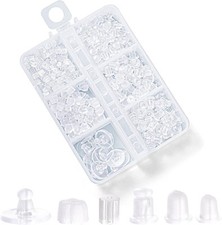 6 Styles Silicone Earring Backs for Studs, 600 Pcs Clear Soft 6 styles-A 