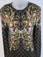 Alexander McQueen 2013 floral black and gold knee length soft dress Size 46 M