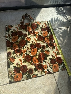 Vintage 70s Style Floral Tote Bags Set of 3 Reusable Shopping Handbags
