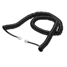 Phone Cord for Landline, 2.5ft RJ9 4P4C Telephone Handset Cord Coiled, Black