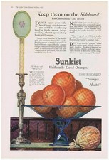 1917 SUNKIST Keep them on the Sideboard ORANGES Ad C. Everett Johnson Artwork