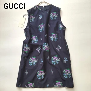 Mini robe GUCCI jacquard à fleurs sans manches multicolore taille 40 authentique