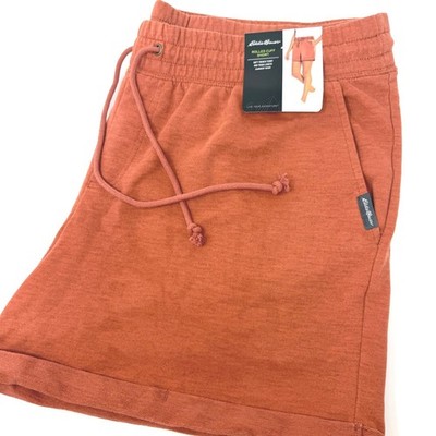 Eddie Bauer Womens XL Rolled Cuff Shorts Burnt Orange Rust French Terry NEW