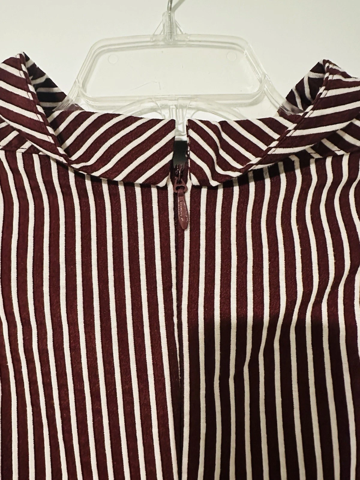 VETEMENTS Abito Eva Mendes NY & Co bordeaux a righe M a strati midi cocktail business