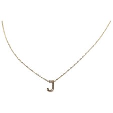 14KT Yellow Gold J Initial Cubic Zirconia Stone Necklace