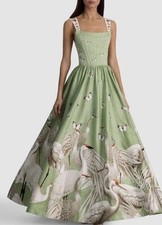 Alice + Olivia GUINEVERE Drift Light Sage Green MAXI DRESS GOWN US 2 UK/AU 6