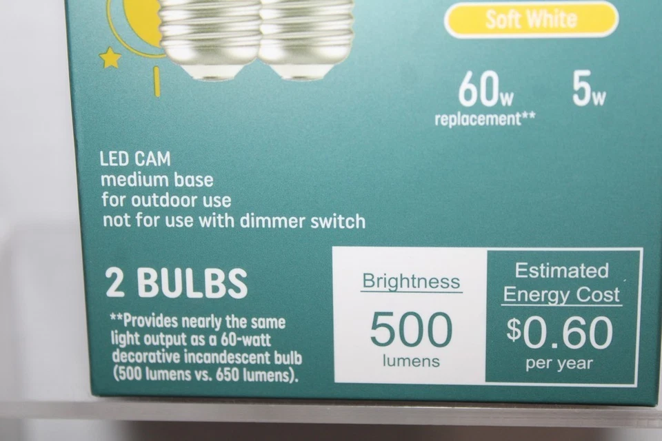 GE 60w Replacement 5w LED CAC Dusk To Dawn Outdoor Candelabra Base - 2-Pack - Image 2 of 4