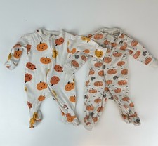 Old Navy  Carters Halloween Baby footed pajamas sleep and play 0-3 mths Lot 2