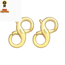 Double Opening Lobster Clasps Closure, 2 Pcs Necklace 5.7 11.7mm, Gold