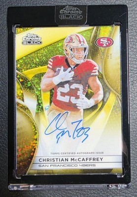 2025 Topps Chrome Black Christian McCaffrey Gold Diamonds Auto /50 49ers