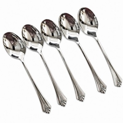 Lot of 5 Oneida Community ROYAL FLUTE Place/Oval/Soup Table Spoons Stainless