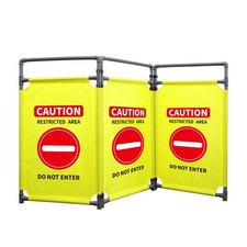 3 Panels Safety Barricade 5.8FT Foldable Security Sign Barrier Gate with Heavy