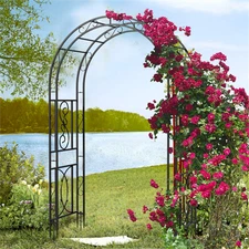Metal Garden Arch w/ Ground Spikes Climbing Plant Support Trellis Wedding Decor