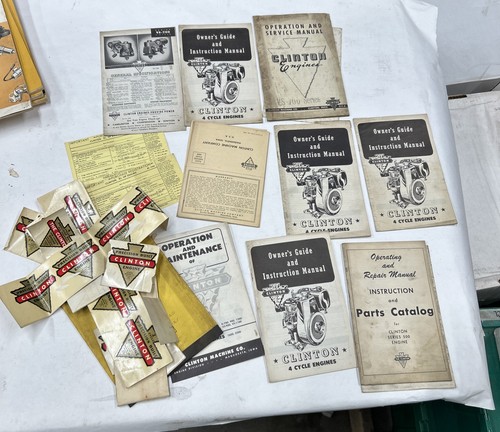 Huge Lot vintage clinton engines owners guide instruction manuals decals NOS - Picture 1 of 14