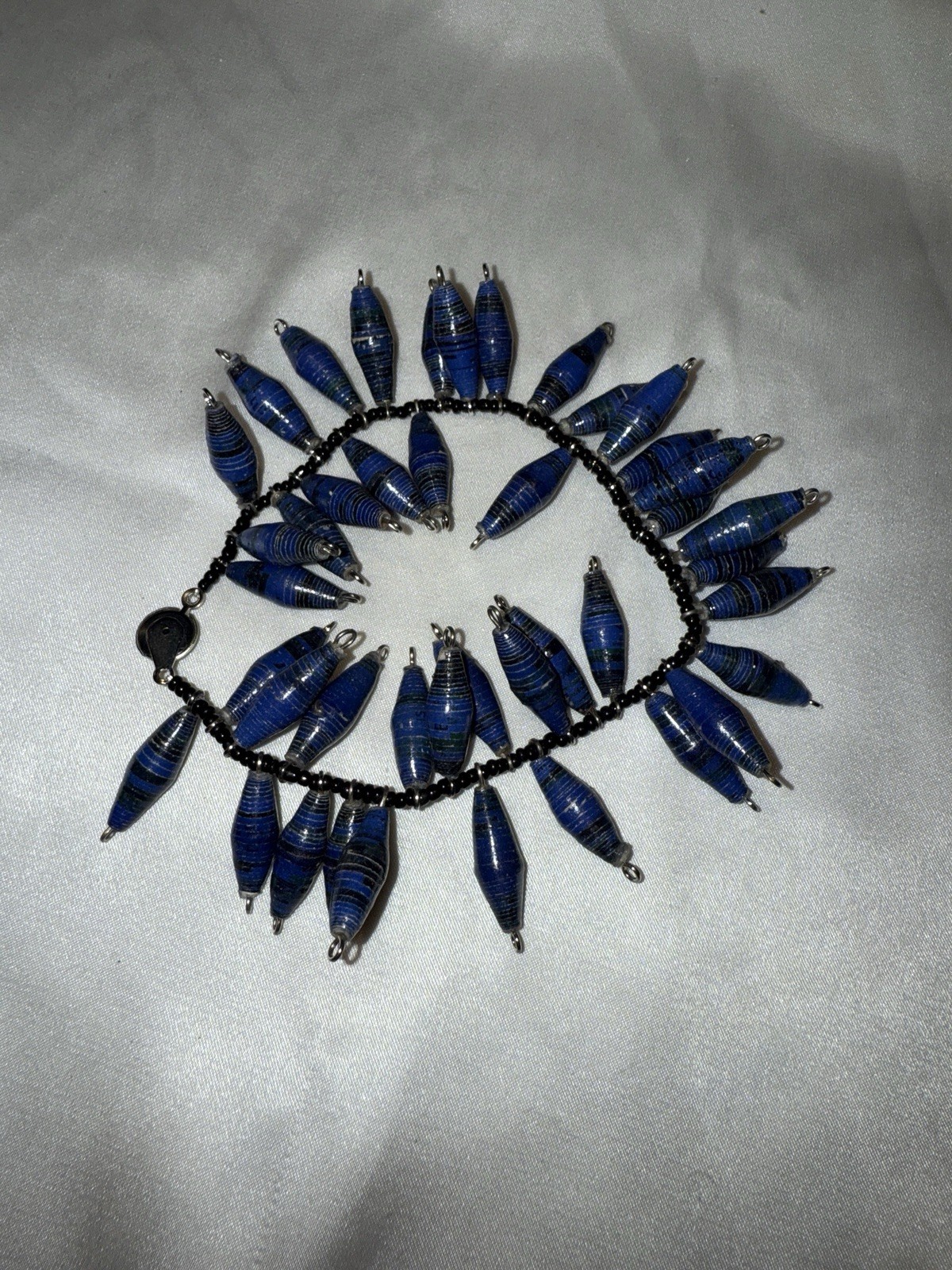 Statement Bracelet Blue Turquoise Beaded Cone Sha… - image 2