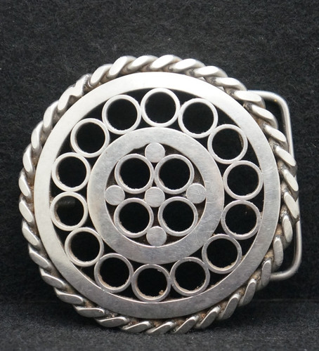 WF05171 SCHÖNE VINTAGE 70er MACHINE SHOP MADE GROUP OF CIRCLE UNISEX GÜRTELSCHNALLE - Bild 1 von 2